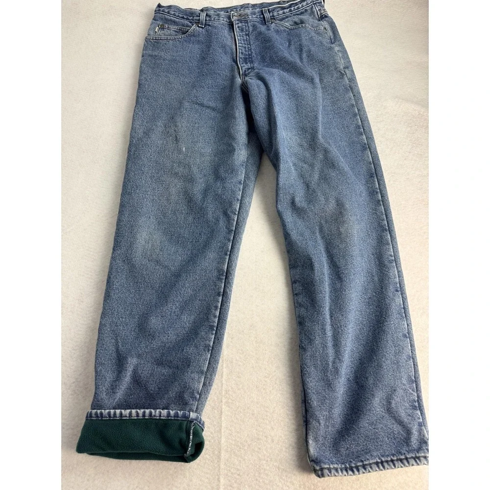 L.L. Bean Double L Natural Fit Jeans Mens 35 x 34 Blue‎ Fleece Lined Denim